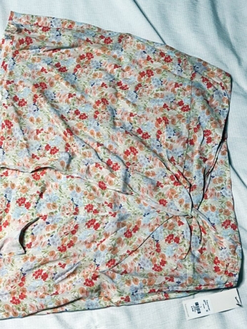 Blue Rain Francesca’s Women L Floral Wrap Mini Skirt Tie Front NWT Cottagecore